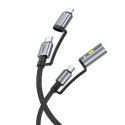Kabel All-in-one USB C / Lightning do USB C / Zapalniczka samochodowa Hoco PD 3A 60W 1,2 m U138 1,2 m szary