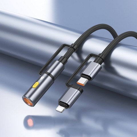 Kabel All-in-one USB C / Lightning do USB C / Zapalniczka samochodowa Hoco PD 3A 60W 1,2 m U138 1,2 m szary