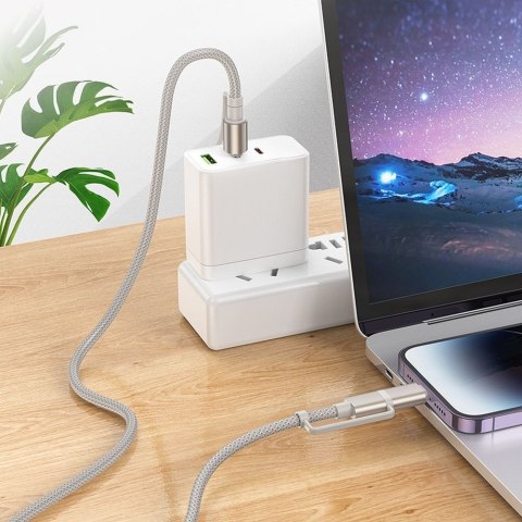 Kabel All-in-one USB C / Lightning do USB C / Zapalniczka samochodowa Hoco PD 3A 60W 1,2 m U138 czarny