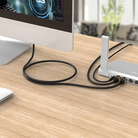 Kabel sieciowy Ethernet Orico PUG-C7 CAT7 10Gbps RJ45 internetowy LAN okrągły 20 m - czarny