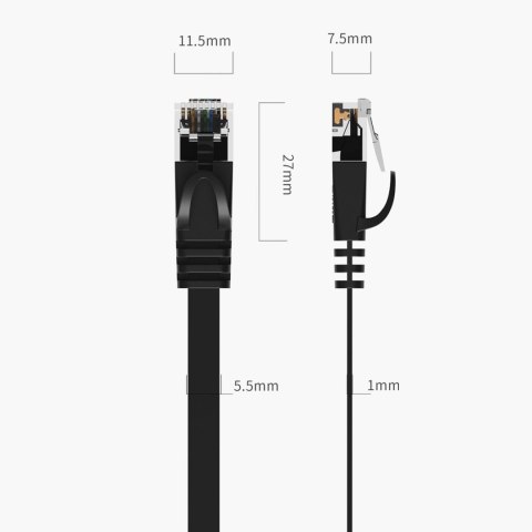 Kabel sieciowy Ethernet Orico PUG-C7B CAT7 10Gbps RJ45 internetowy LAN płaski 20 m - czarny