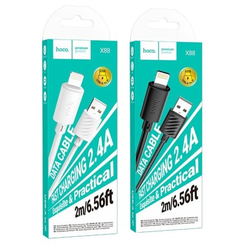 Kabel USB A do Lightning Hoco 2,4A 2 m X88 czarny