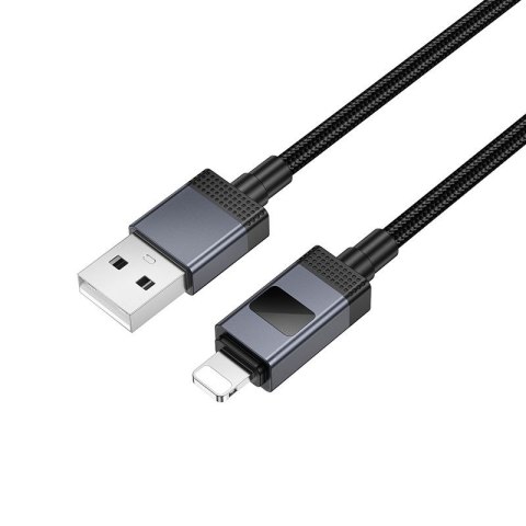 Kabel USB A do Lightning Hoco 2,4A z wyświetlaczem 1 m X118 czarny