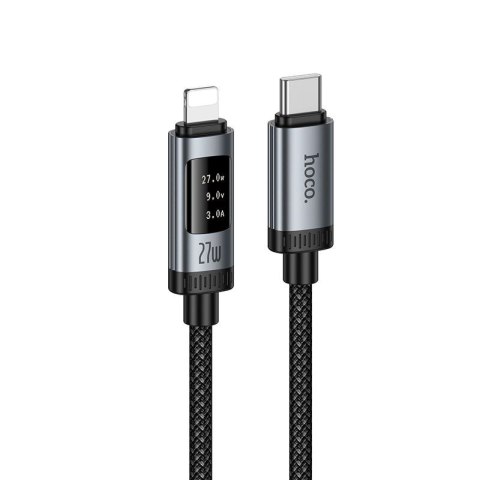 Kabel USB C do Lightning Hoco PD 27W 1,2 m z wyświetlaczem U148 czarny