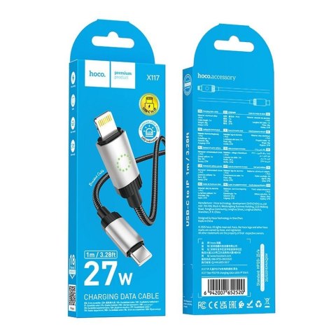 Kabel USB C do Lightning Hoco PD 27W 1 m X117 czarny