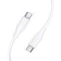Kabel USB C do USB C Hoco 3A 60W silikonowy 1 m X124 biały