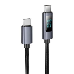 Kabel USB C do USB C Hoco 3A 60W z wyświetlaczem 1 m X112 czarny