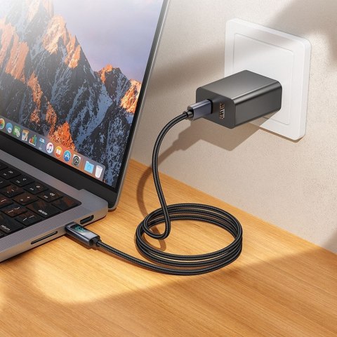 Kabel USB C do USB C Hoco 3A 60W z wyświetlaczem 1 m X112 czarny