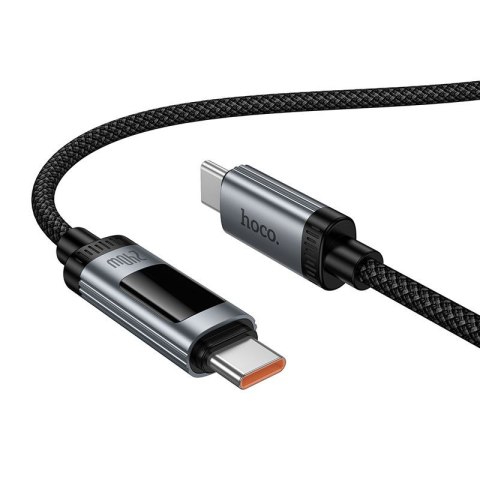 Kabel USB C do USB C Hoco PD 6A 240W 1,2m z wyświetlaczem U148 czarny