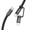 Kabel USB C do USB C/iP Hoco 3A 60W płaski 1 m X125 czarny