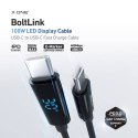 Kabel USB X-ONE BoltLink LED Display - typ C do C max 100W 1,5m czarny