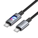 Kabel USB z diodami LED USB C do USB C Hoco 3A 60W 1,2 m U144 czarny