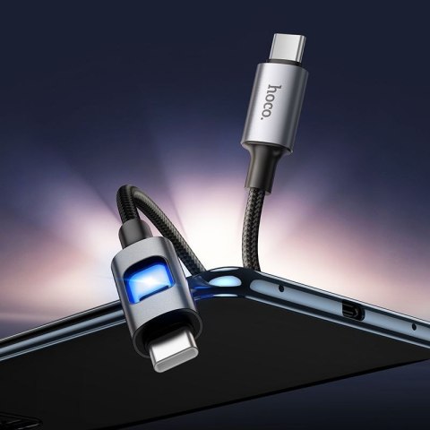 Kabel USB z diodami LED USB C do USB C Hoco 3A 60W 1,2 m U144 czarny