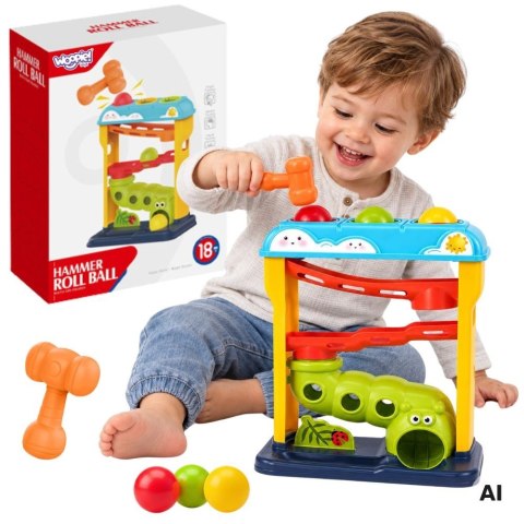 WOOPIE BABY Edukacyjny Tor Kulkowy Wbijanka z Młotkiem Przebijanka Pop-Up