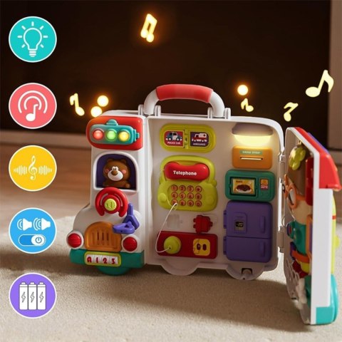WOOPIE BABY Interaktywna Tablica Manipulacyjna Chłopiec Busy Car 3w1 Walizka Sensoryczna