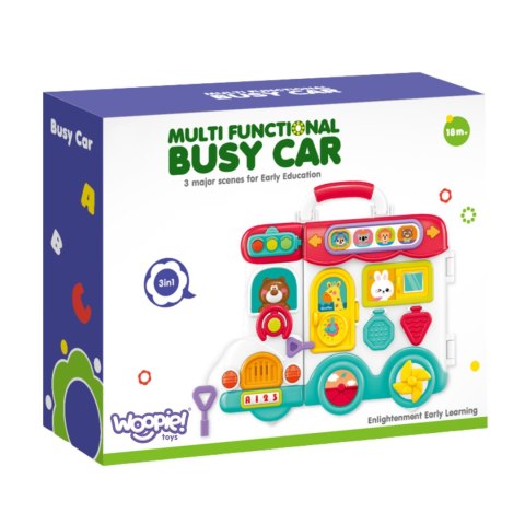 WOOPIE BABY Interaktywna Tablica Manipulacyjna Chłopiec Busy Car 3w1 Walizka Sensoryczna