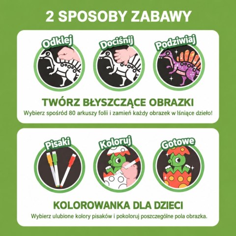 WOOPIE Zestaw Plastyczny Wyklejanka Foliowa Kolorowanka Dinozaur 121 el.