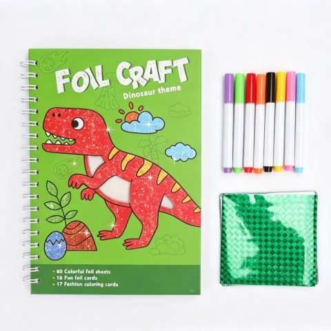 WOOPIE Zestaw Plastyczny Wyklejanka Foliowa Kolorowanka Dinozaur 121 el.