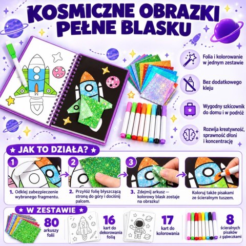 WOOPIE Zestaw Plastyczny Wyklejanka Foliowa Kolorowanka Kosmonauta 121 el.
