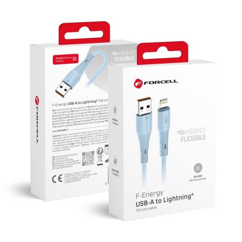 Kabel USB-A do Lightning Forcell F-Energy 2,4A 12W Silicone 1 m C343 niebieski