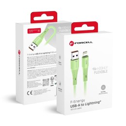 Kabel USB-A do Lightning Forcell F-Energy 2,4A 12W Silicone 1 m C343 zielony