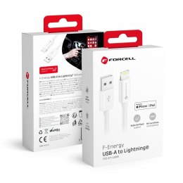 Kabel USB-A do Lightning Forcell F-Energy MFi 2,4A 12W 1 m C703 biały