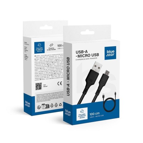 Kabel USB-A do Micro USB Blue Star 2A 1 m DC-001AM2.0 czarny