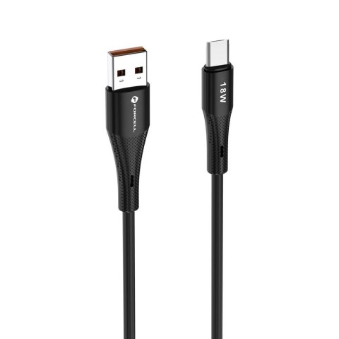 Kabel USB-A do Micro USB Forcell F-Energy QC3.0 2,4A 18W Silicone 1 m C341 czarny