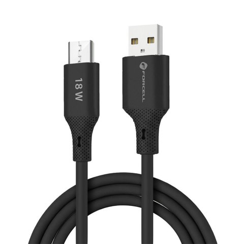Kabel USB-A do Micro USB Forcell F-Energy QC3.0 2,4A 18W Silicone 1 m C341 czarny