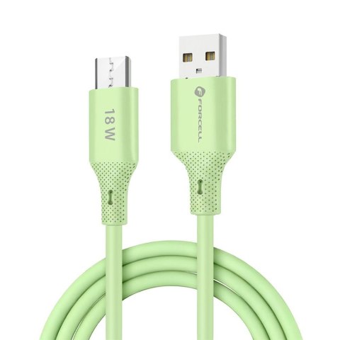 Kabel USB-A do Micro USB Forcell F-Energy QC3.0 2,4A 18W Silicone 1 m C341 zielony
