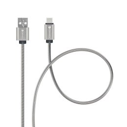 Kabel USB-A do USB-C Forcell F-Energy QC3.0 66W Metal 1 m C234 srebrny