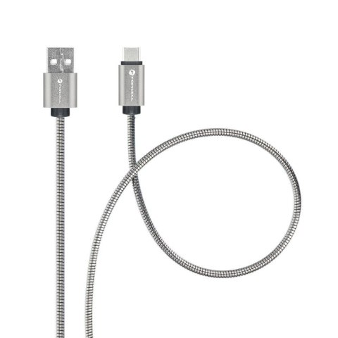 Kabel USB-A do USB-C Forcell F-Energy QC3.0 66W Metal 1 m C234 srebrny