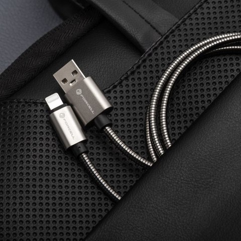 Kabel USB-A do USB-C Forcell F-Energy QC3.0 66W Metal 1 m C234 srebrny