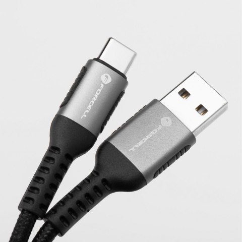 Kabel USB-A do USB-C Forcell F-Energy QC4.0 3A 66W Cafule 0,25 m C256 czarny