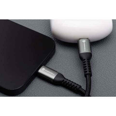 Kabel USB-A do USB-C Forcell F-Energy QC4.0 3A 66W Cafule 2 m C256 czarny
