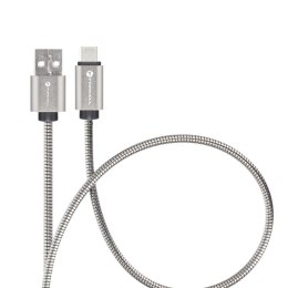 Kabel USB-A do USB-C Forcell F-Energy QC4.0 3A 66W Metal 2 m C234 srebrny