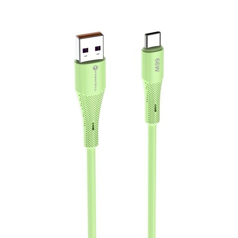 Kabel USB-A do USB-C Forcell F-Energy QC4.0 3A 66W Silicone 1 m C342 zielony
