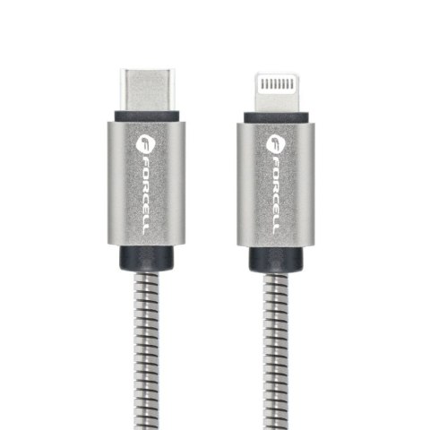 Kabel USB-C do Lightning Forcell F-Energy PD 3A 27W Metal 2 m C238 srebrny