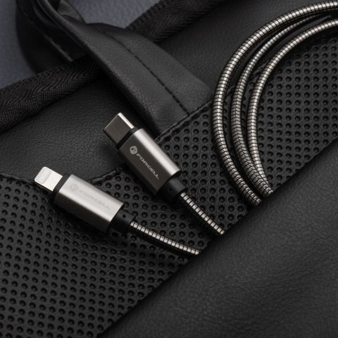 Kabel USB-C do Lightning Forcell F-Energy PD 3A 27W Metal 2 m C238 srebrny