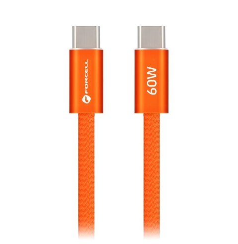 Kabel USB-C do USB-C Forcell F-Energy QC4.0 PD 3A 60W Cafule Color 1,2 m ACYH23 pomarańczowy