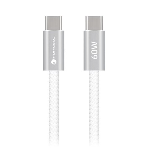 Kabel USB-C do USB-C Forcell F-Energy QC4.0 PD 3A 60W Cafule Flat 1,2 m CCFN23 biały