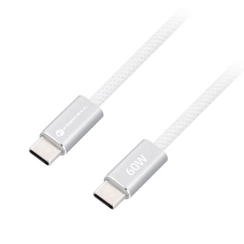 Kabel USB-C do USB-C Forcell F-Energy QC4.0 PD 3A 60W Cafule Flat 1,2 m CCFN23 biały