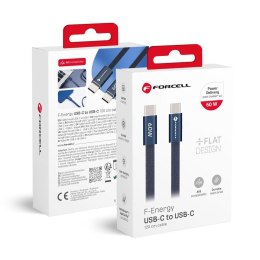 Kabel USB-C do USB-C Forcell F-Energy QC4.0 PD 3A 60W Cafule Flat 1,2 m CCFN23 granatowy