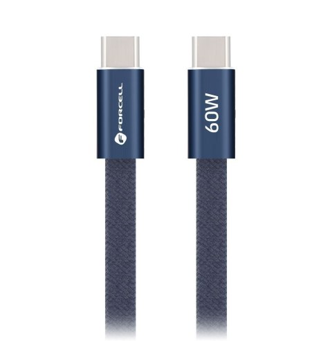 Kabel USB-C do USB-C Forcell F-Energy QC4.0 PD 3A 60W Cafule Flat 1,2 m CCFN23 granatowy