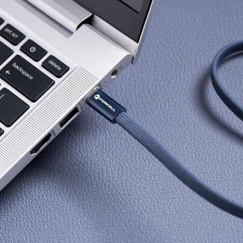 Kabel USB-C do USB-C Forcell F-Energy QC4.0 PD 3A 60W Cafule Flat 1,2 m CCFN23 granatowy