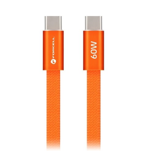 Kabel USB-C do USB-C Forcell F-Energy QC4.0 PD 3A 60W Cafule Flat 1,2 m CCFN23 pomarańczowy