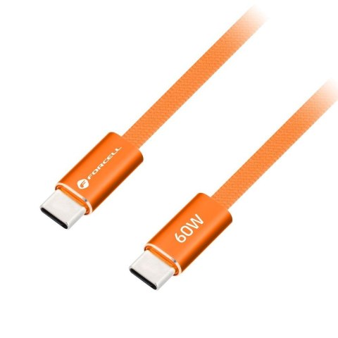 Kabel USB-C do USB-C Forcell F-Energy QC4.0 PD 3A 60W Cafule Flat 1,2 m CCFN23 pomarańczowy