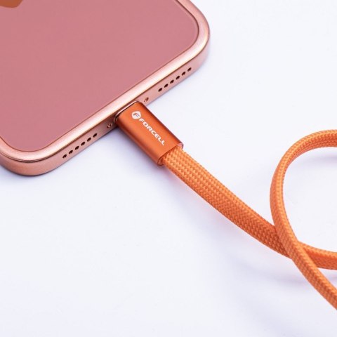 Kabel USB-C do USB-C Forcell F-Energy QC4.0 PD 3A 60W Cafule Flat 1,2 m CCFN23 pomarańczowy