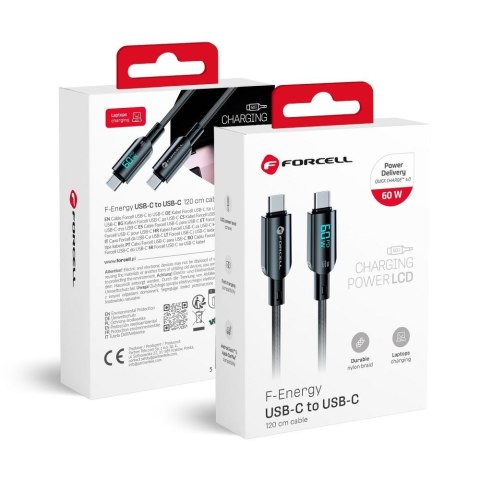 Kabel USB-C do USB-C Forcell F-Energy QC4.0 PD 3A 60W Digital 1,2 m C274 czarny