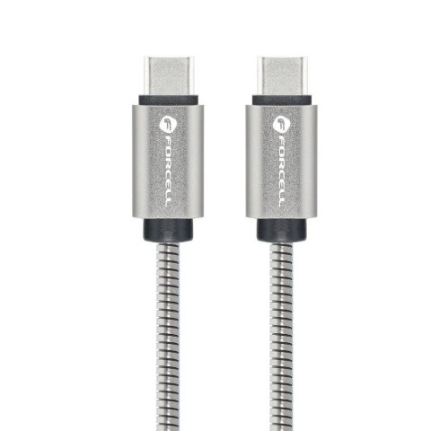 Kabel USB-C do USB-C Forcell F-Energy QC4.0 PD 3A 60W Metal 1 m C237 srebrny